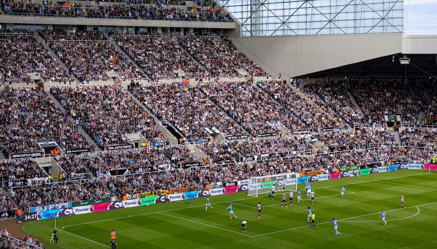 8. Josko Gvardiol wheels away in front of the Gallowgate End